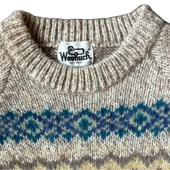 Vintage 1960’s Woolrich Fair Isle Sweater Wool - Picture 7 of 11